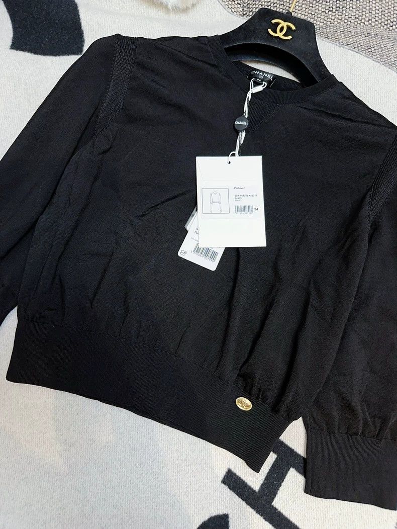 Chanel Chanel 20A Black High-Waist Knit Top Size M / US 6-8 / IT 42-44 - 2 Thumbnail