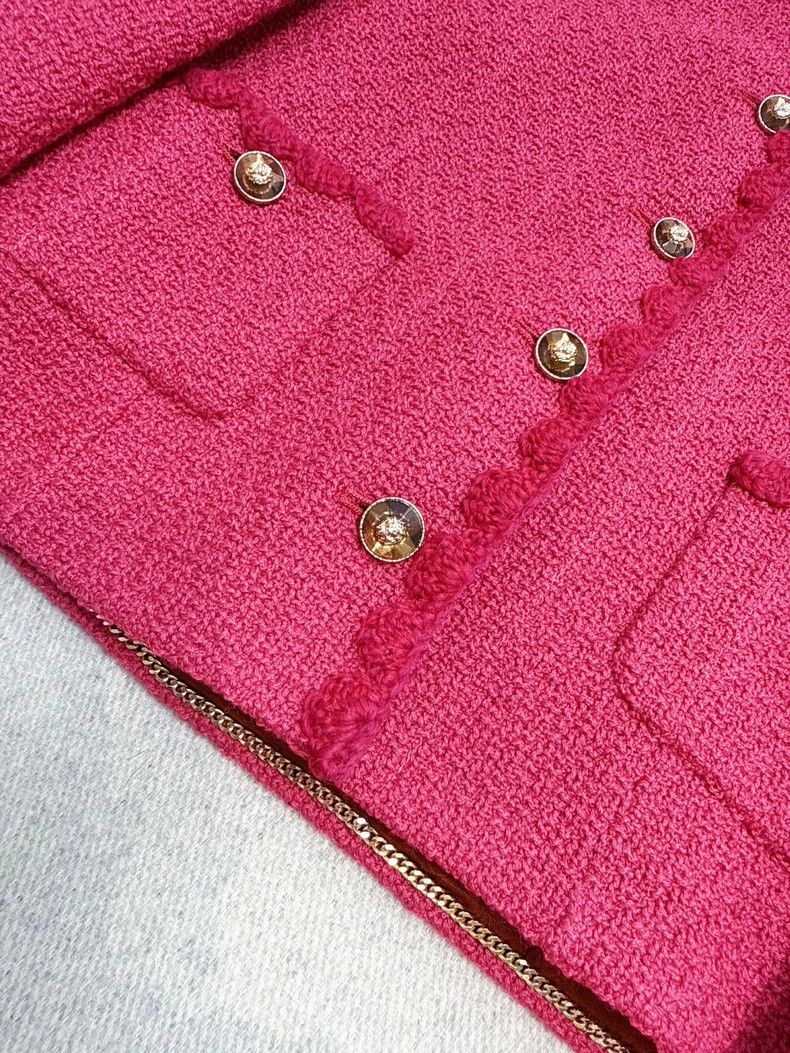 Chanel Chanel Pink Tweed Jacket with Crystal Buttons Size L / US 10 / IT 46 - 2 Thumbnail