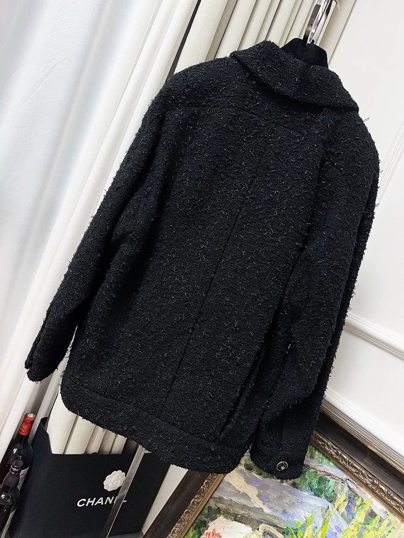 Chanel Chanel 21B Black Tweed Double-Breasted Coat Size M / US 6-8 / IT 42-44 - 2 Thumbnail