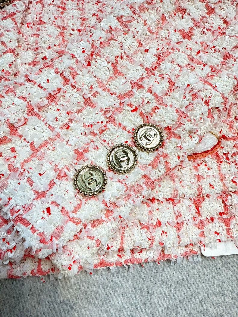 Chanel CHANEL Pink Tweed Sequin Logo Jacket Size M / US 6-8 / IT 42-44 - 5 Thumbnail