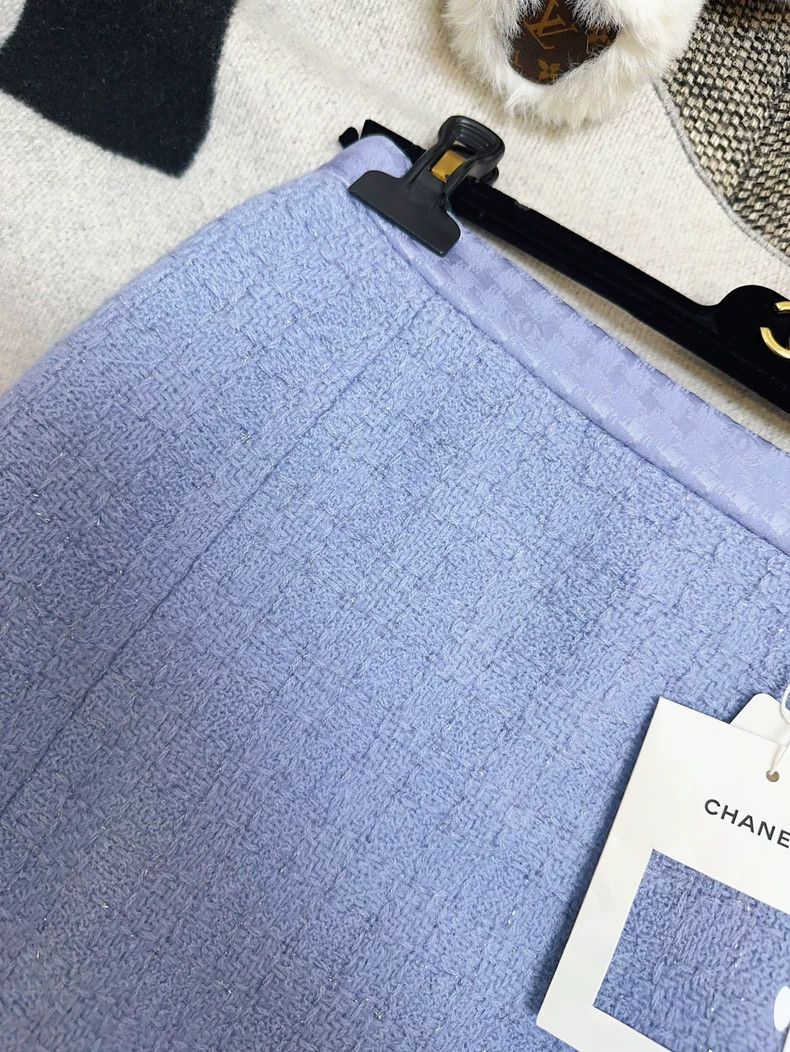 Chanel Chanel 24A Tweed Purple Mini Skirt Size 38" / US 16 / IT 52 - 3 Thumbnail