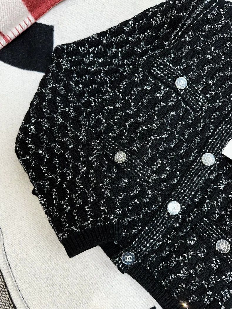Chanel CHANEL 21K Black Sequin Knit Cardigan Size M / US 6-8 / IT 42-44 - 6 Thumbnail