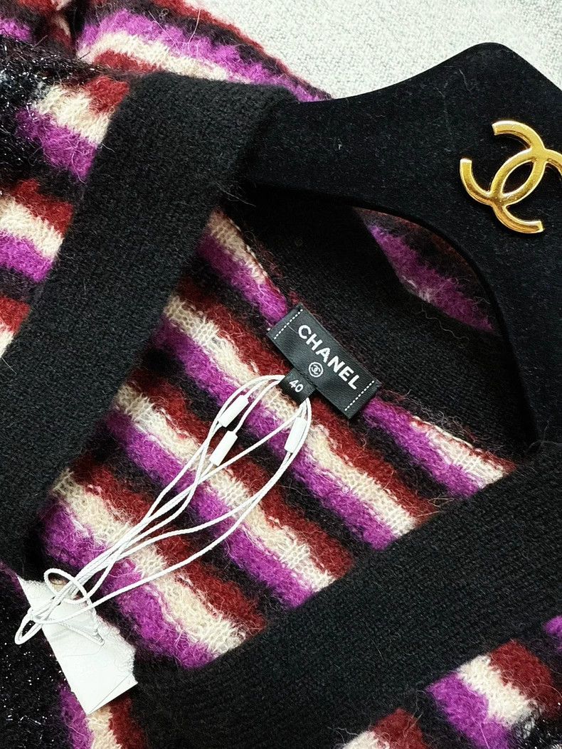 Chanel Chanel Purple Striped Knit Cardigan Coat Size M / US 6-8 / IT 42-44 - 6 Thumbnail