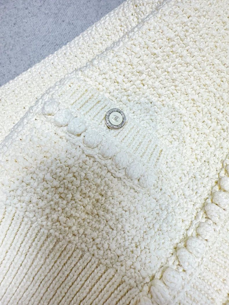Chanel Chanel 22S Cream High-Waist Knit Cardigan Size M / US 6-8 / IT 42-44 - 3 Thumbnail