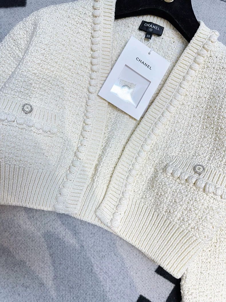 Chanel Chanel 22S Cream High-Waist Knit Cardigan Size M / US 6-8 / IT 42-44 - 4 Thumbnail