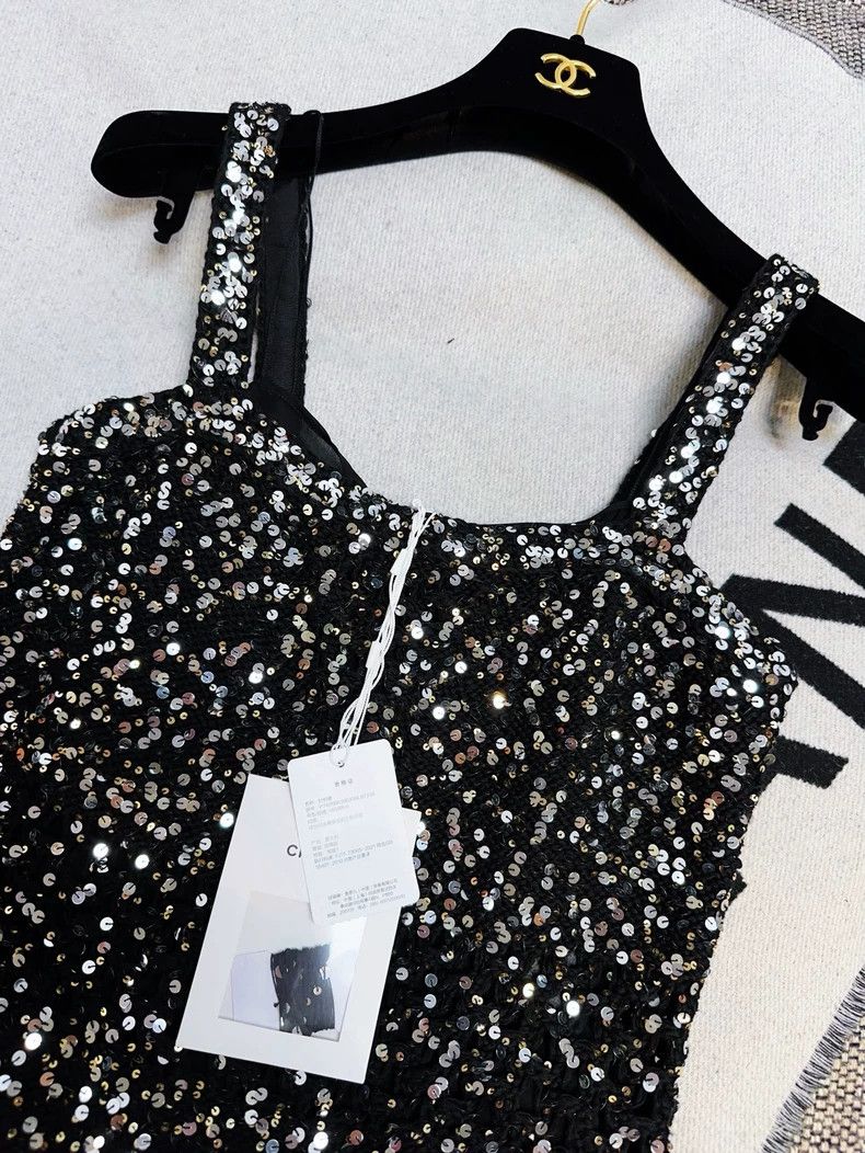 Chanel Chanel 23C Black Sequin Sling Dress Size M / US 6-8 / IT 42-44 - 3 Thumbnail