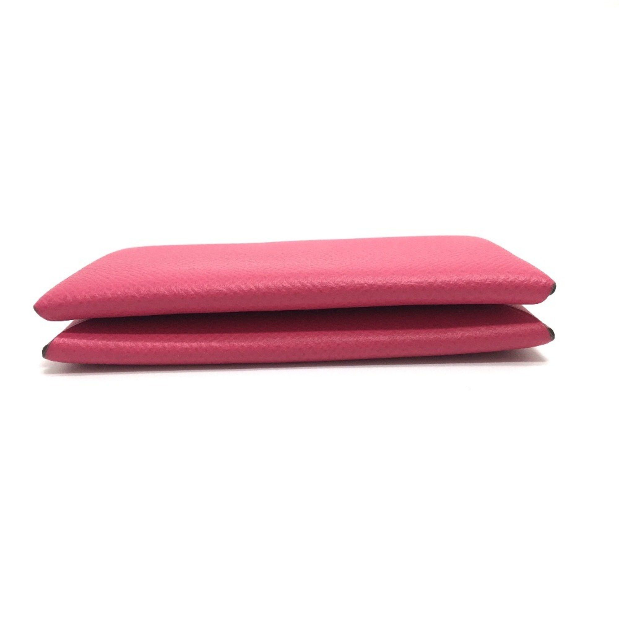 Hermes HERMES Calvi Bifold Business Card Case, Coin Epsom Leather, Women's, Rose Tyrien (estimated), Pink Size ONE SIZE - 5 Thumbnail