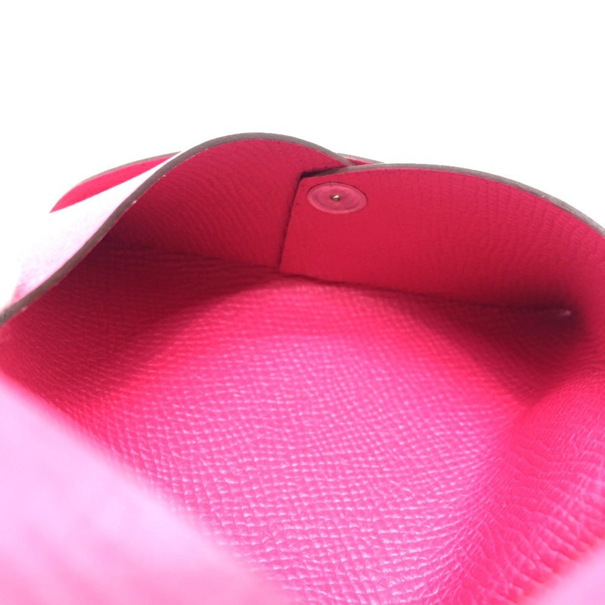 Hermes HERMES Calvi Bifold Business Card Case, Coin Epsom Leather, Women's, Rose Tyrien (estimated), Pink Size ONE SIZE - 7 Thumbnail