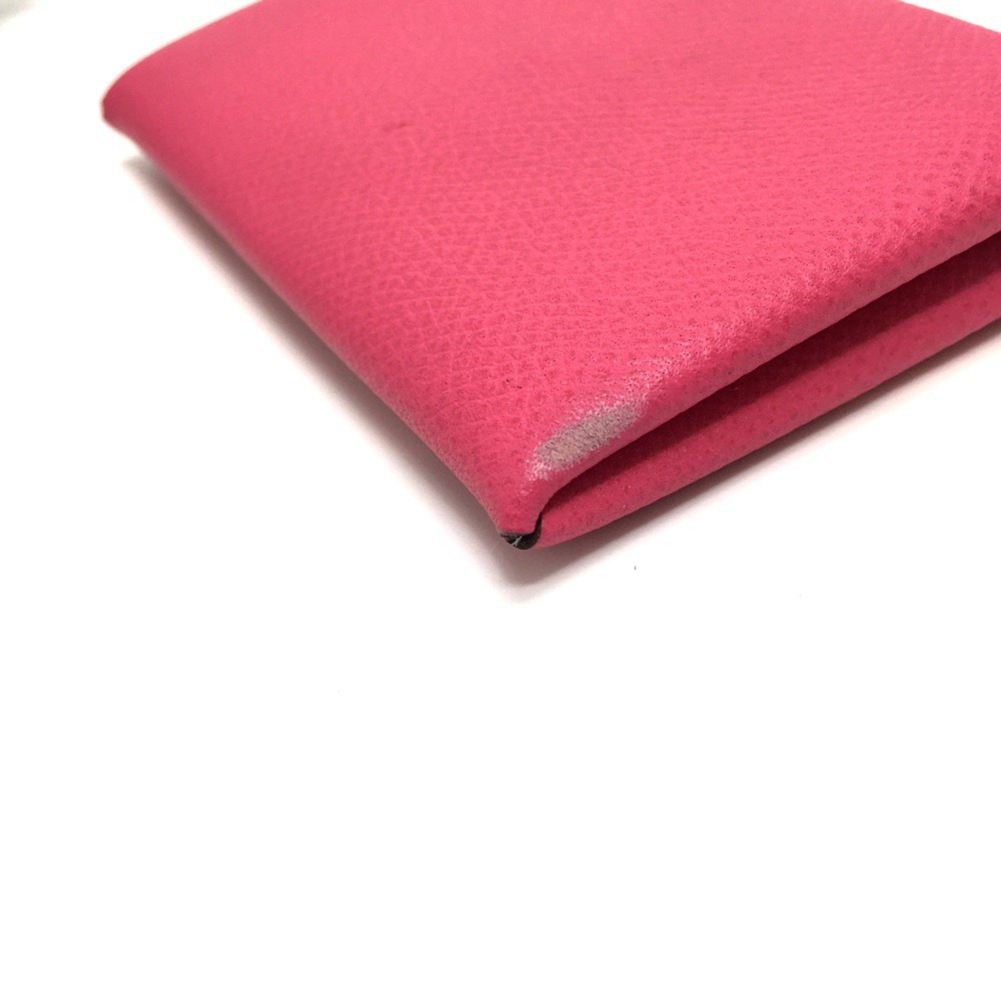 Hermes HERMES Calvi Bifold Business Card Case, Coin Epsom Leather, Women's, Rose Tyrien (estimated), Pink Size ONE SIZE - 4 Thumbnail