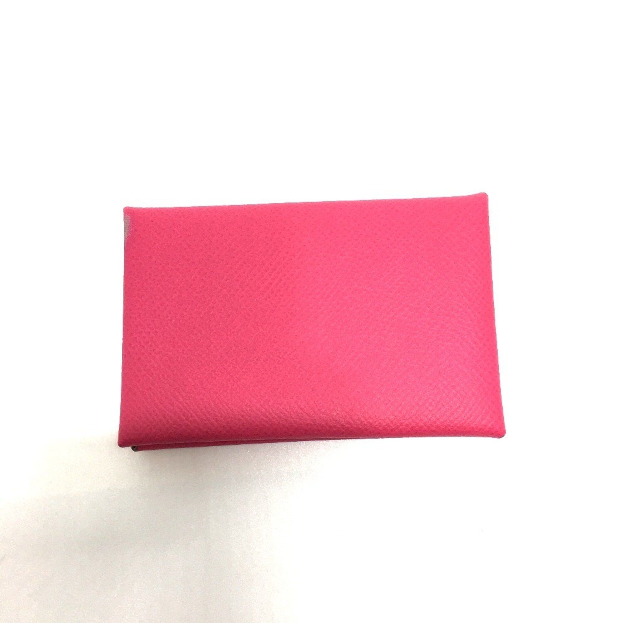 Hermes HERMES Calvi Bifold Business Card Case, Coin Epsom Leather, Women's, Rose Tyrien (estimated), Pink Size ONE SIZE - 2 Thumbnail