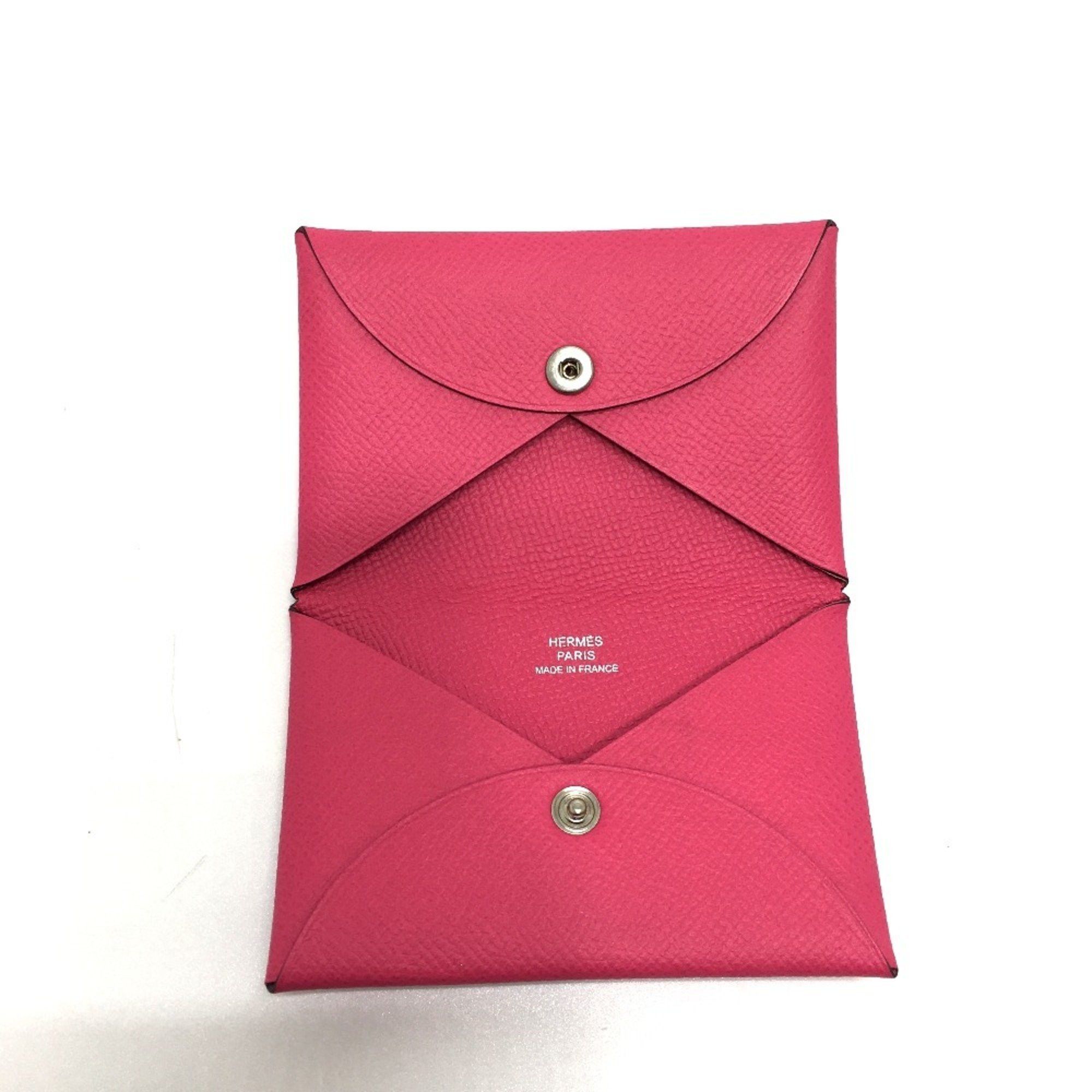 Hermes HERMES Calvi Bifold Business Card Case, Coin Epsom Leather, Women's, Rose Tyrien (estimated), Pink Size ONE SIZE - 6 Thumbnail