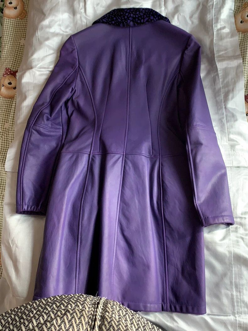 Versace VERSACE COLLECTION Purple Kangaroo Leather Coat - dmc Size L / US 10 / IT 46 - 2 Thumbnail