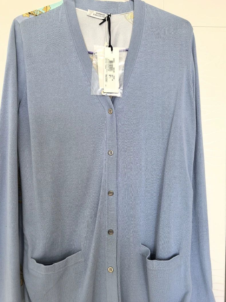 Versace Versace Blue Baroque Print Cardigan Coat - dmc Size L / US 10 / IT 46 - 2 Thumbnail