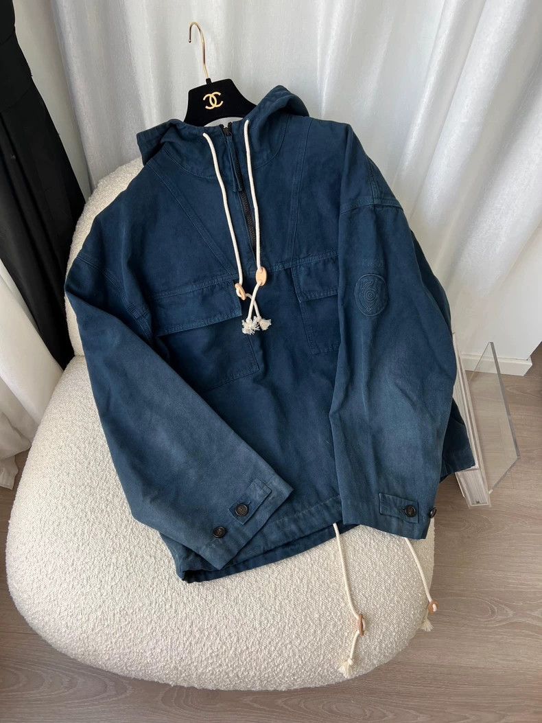 Loewe Loewe Blue Distressed Hooded Windbreaker Jacket - dmc Size M / US 6-8 / IT 42-44 - 2 Thumbnail