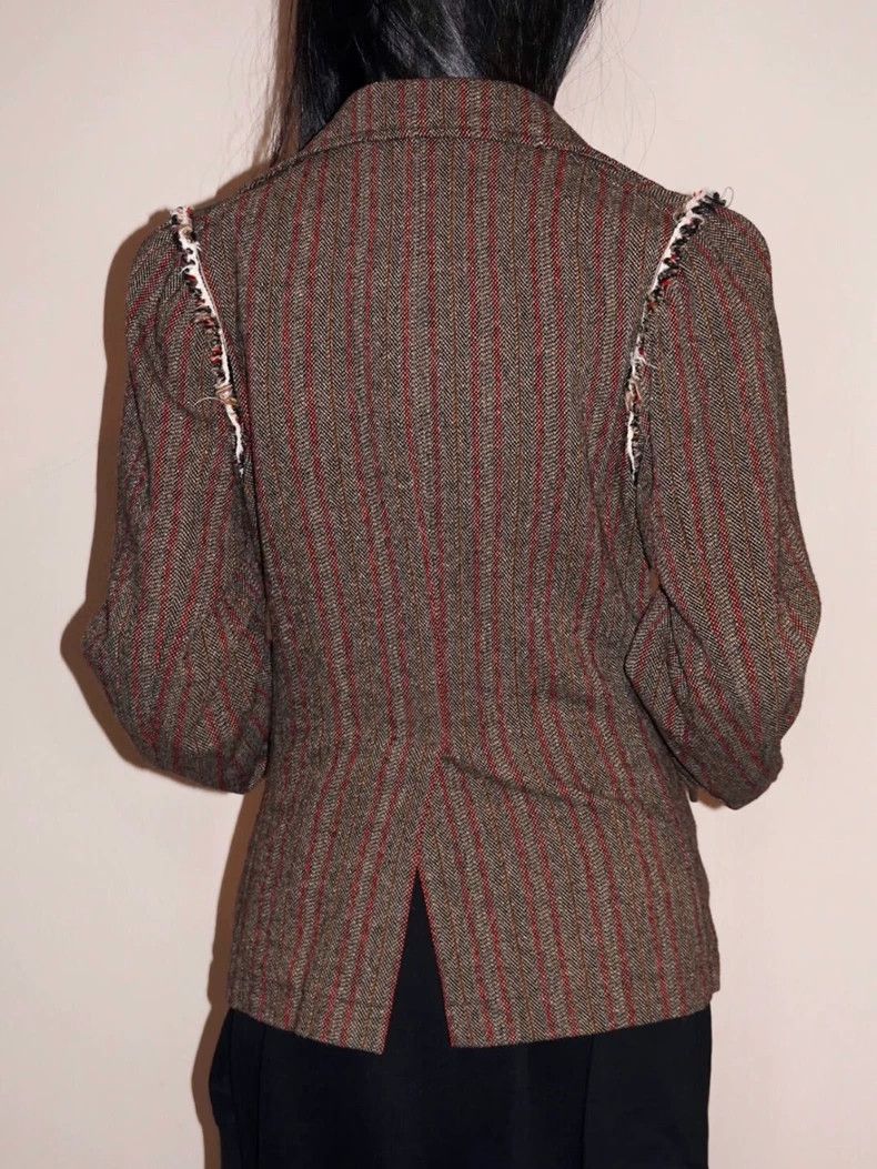 Comme des Garcons Vintage CDG Brown Herringbone Blazer - dmc Size M / US 6-8 / IT 42-44 - 2 Thumbnail