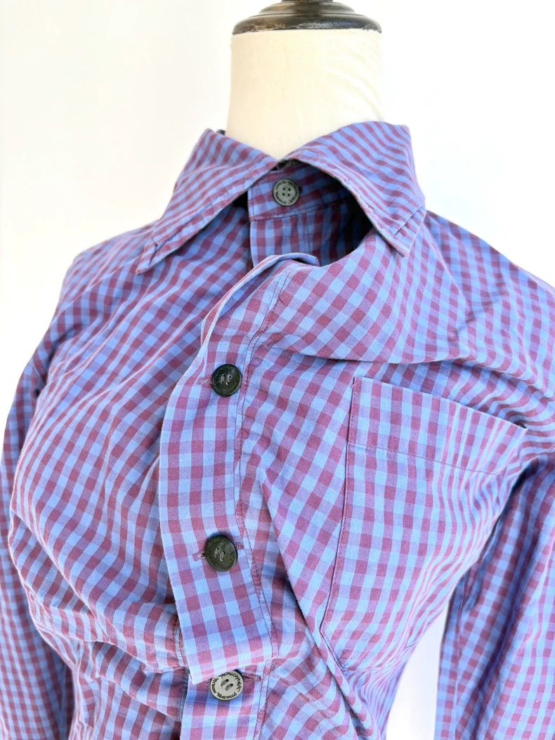 Vivienne Westwood Vivienne Westwood Blue Plaid Irregular Shirt - dmc Size M / US 6-8 / IT 42-44 - 2 Thumbnail