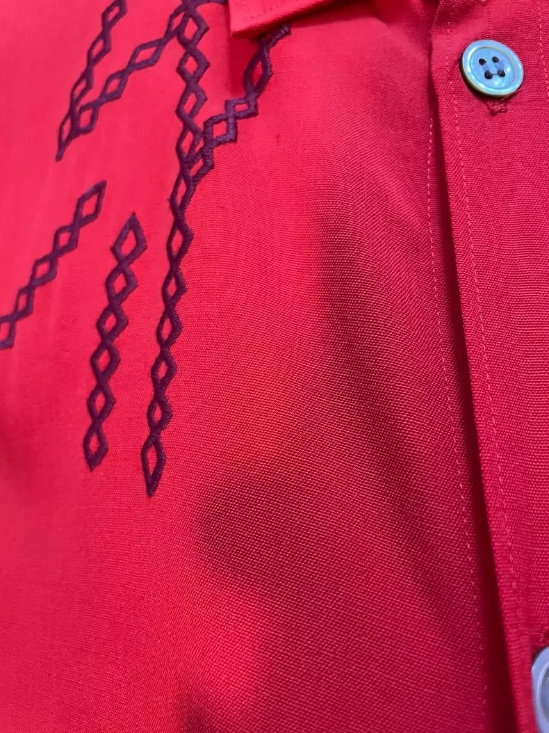 Yohji Yamamoto Yohji Yamamoto Red Embroidered Wool Shirt - dmc Size M / US 6-8 / IT 42-44 - 4 Thumbnail