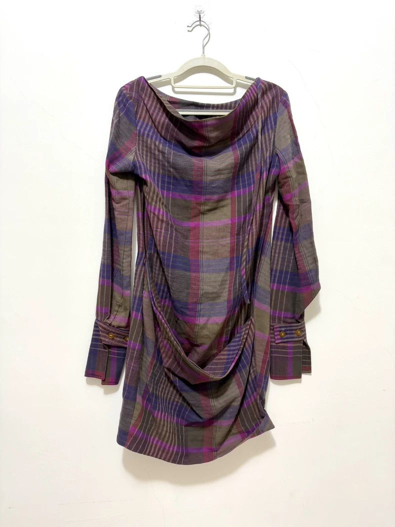 Vivienne Westwood Vivienne Westwood Purple Plaid Shirt Dress - dmc Size L / US 10 / IT 46 - 7 Thumbnail