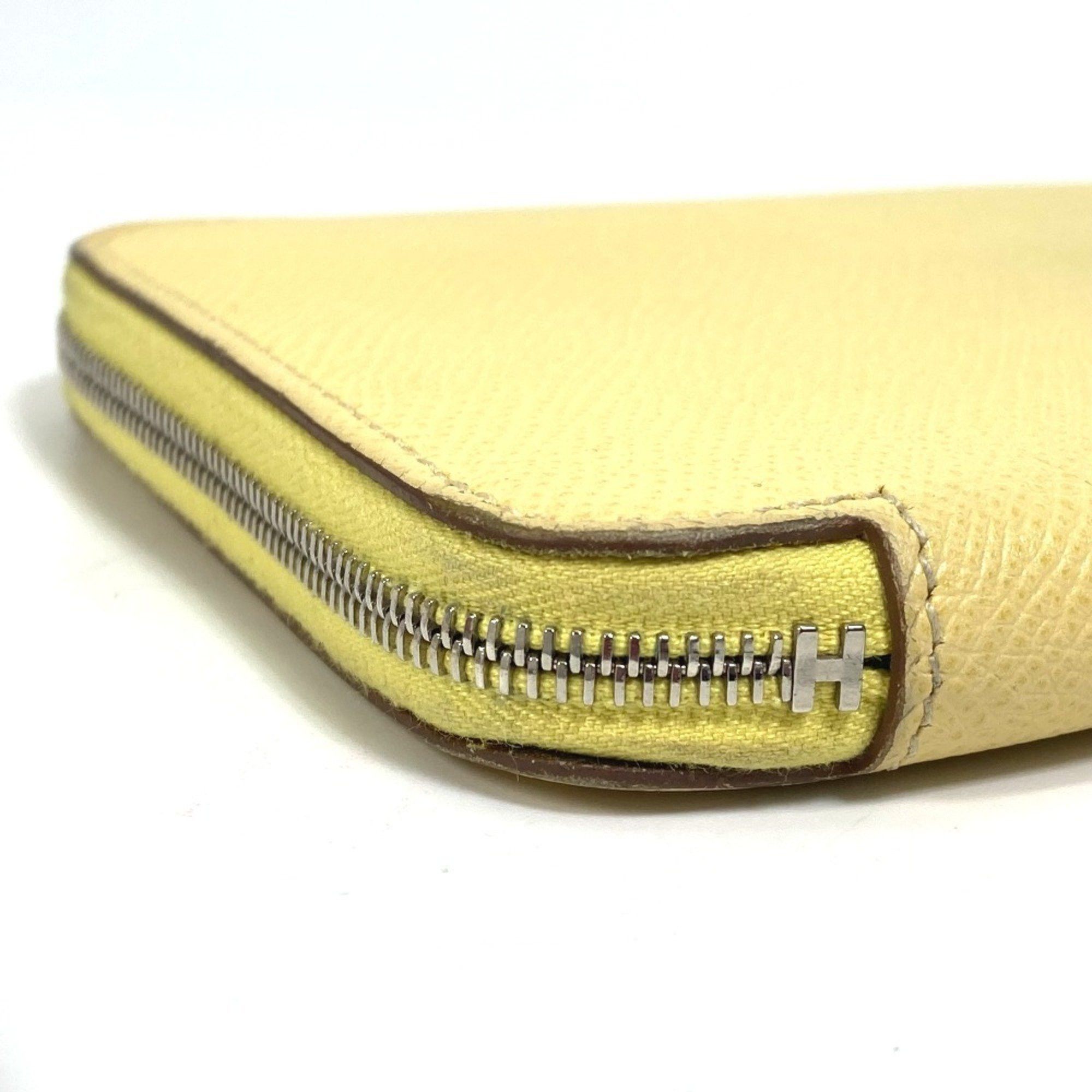 Hermes HERMES Azap Long Silk-in Wallet, Round Zipper, Leather, Women's, Jaune, Yellow Size ONE SIZE - 7 Thumbnail