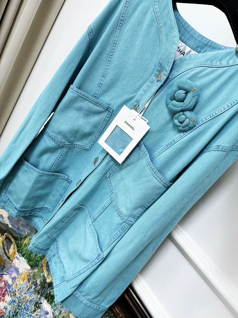 Chanel Chanel 21S Camellia Denim Jacket Size M / US 6-8 / IT 42-44 - 2 Thumbnail