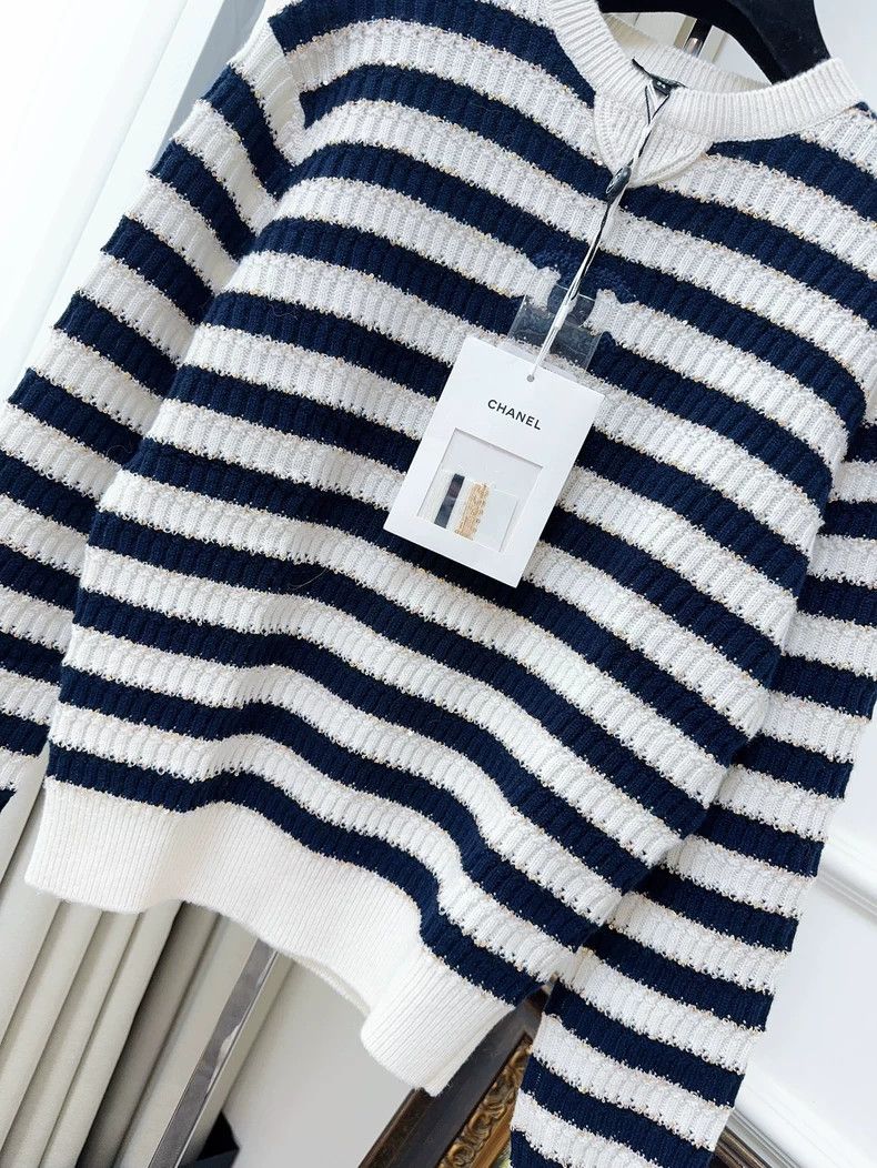 Chanel Chanel Blue White Stripe Sequin Knit Sweater Size M / US 6-8 / IT 42-44 - 8 Thumbnail