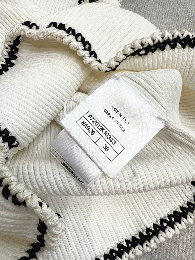 Chanel Chanel 22C White Black Trim Knit Tank Size S / US 4 / IT 40 - 6 Thumbnail
