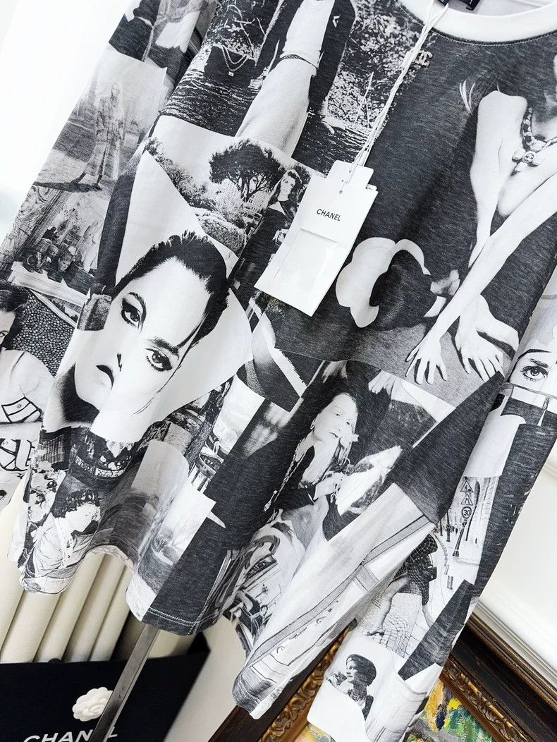 Chanel Chanel 23S Black White Portrait Print Long Sleeve T-shirt Size M / US 6-8 / IT 42-44 - 3 Thumbnail