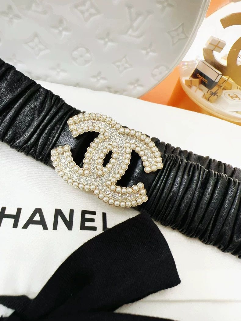 Chanel Chanel 20k Pearl CC Buckle Black Belt Size ONE SIZE - 7 Thumbnail