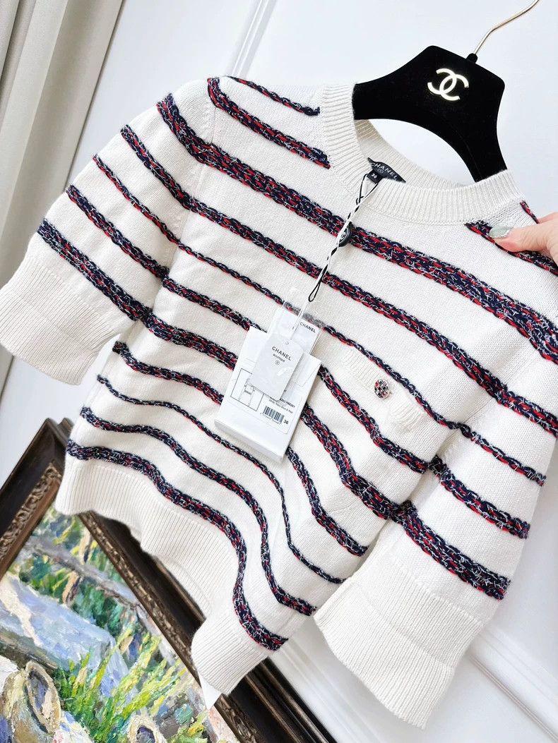 Chanel Chanel 20s Roof Series Striped Short Sleeve Top Size M / US 6-8 / IT 42-44 - 2 Thumbnail