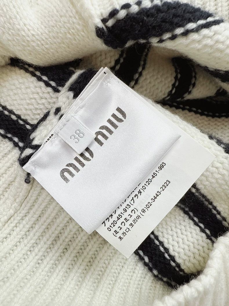 Miu Miu Miu Miu Navy Collar Striped Knit Top Size M / US 6-8 / IT 42-44 - 5 Thumbnail