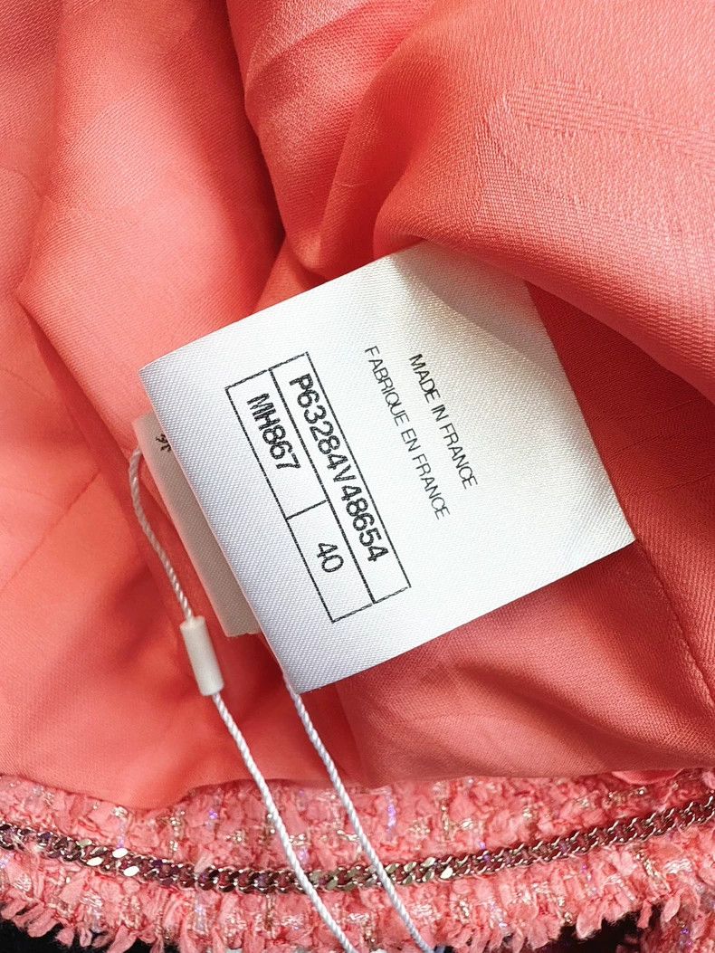 Chanel Chanel Pink Tweed Round Neck Jacket Size L / US 10 / IT 46 - 6 Thumbnail