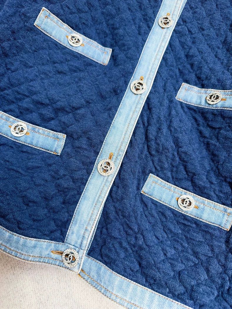 Chanel Chanel Blue Quilted Denim Trim Jacket Size M / US 6-8 / IT 42-44 - 3 Thumbnail