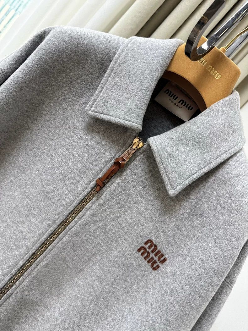 Miu Miu MiuMiu Gray Jacket with Brown Leather Buckle Size M / US 6-8 / IT 42-44 - 4 Thumbnail
