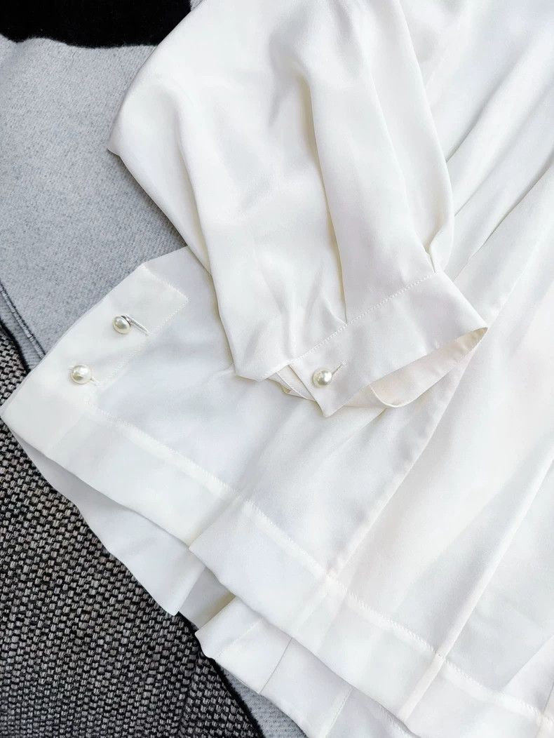 Chanel Chanel Silk Ruffled Waist Collared Blouse Size L / US 10 / IT 46 - 3 Thumbnail