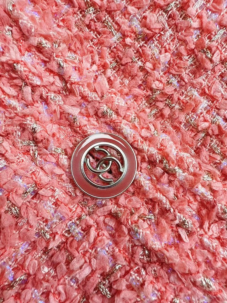 Chanel Chanel 20P Pink Tweed Round Neck Jacket Size L / US 10 / IT 46 - 5 Thumbnail