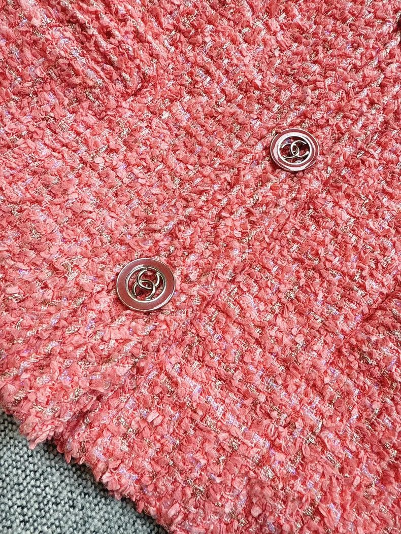 Chanel Chanel 20P Pink Tweed Round Neck Jacket Size L / US 10 / IT 46 - 4 Thumbnail