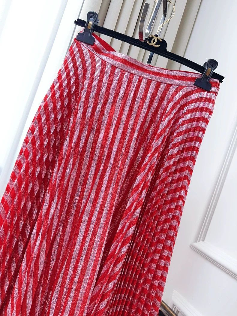 Gucci Gucci Red Silver Pleated Wave Pattern Skirt Size 28" / US 6 / IT 42 - 3 Thumbnail