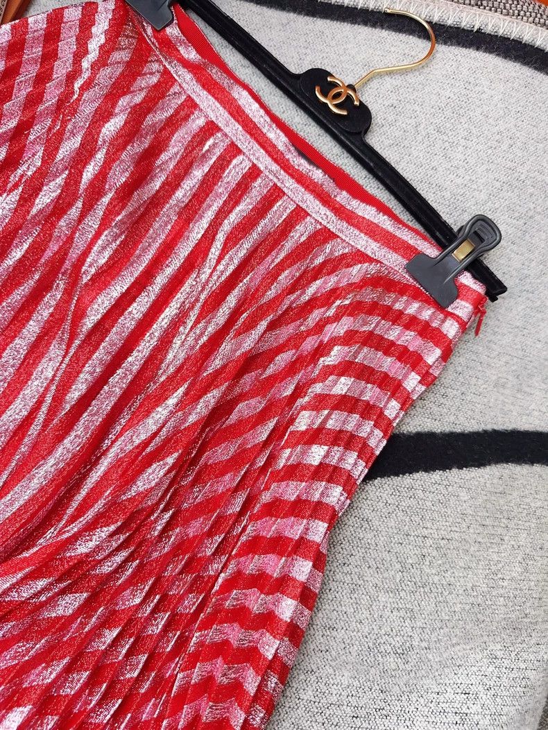 Gucci Gucci Red Silver Pleated Wave Pattern Skirt Size 28" / US 6 / IT 42 - 5 Thumbnail
