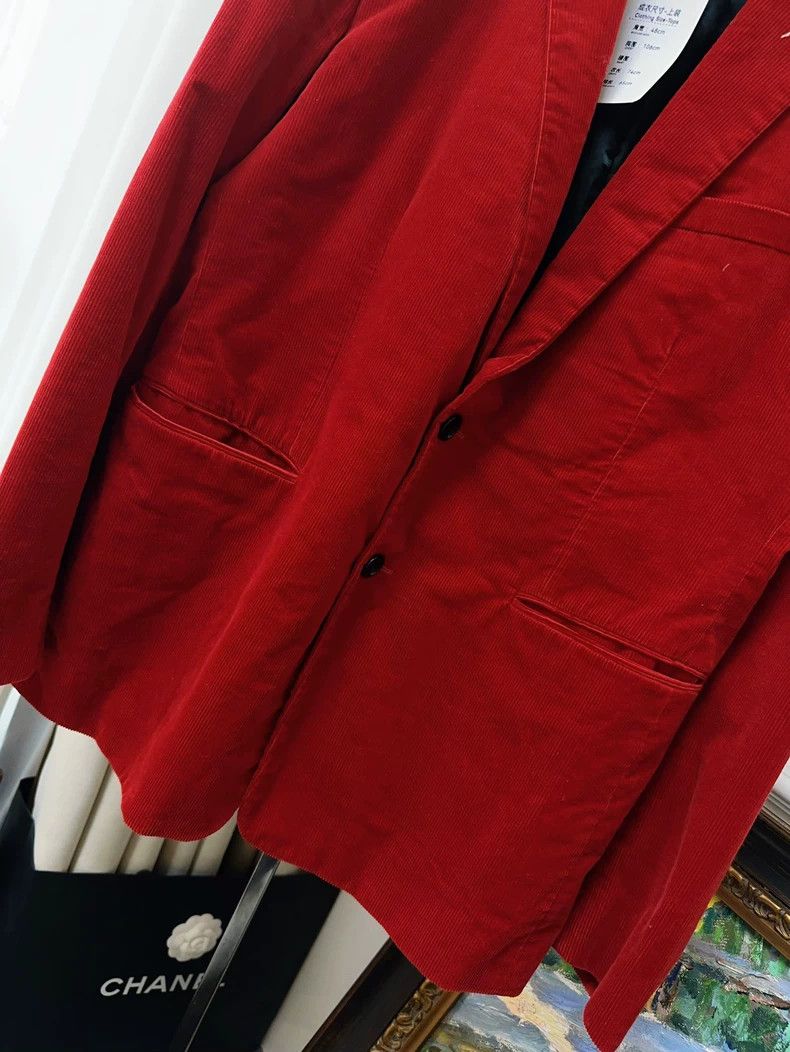 Dior Dior Red Corduroy Blazer Jacket Size L / US 10 / IT 46 - 3 Thumbnail