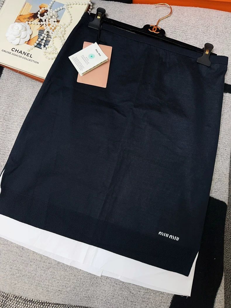 Miu Miu Miumiu Navy Blue Knit Skirt Size 38" / US 16 / IT 52 - 7 Thumbnail