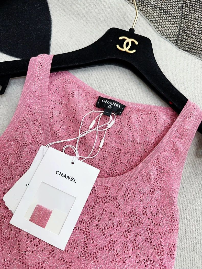 Chanel Chanel 22P Pink Cropped Hollow Tank Top Size M / US 6-8 / IT 42-44 - 8 Thumbnail