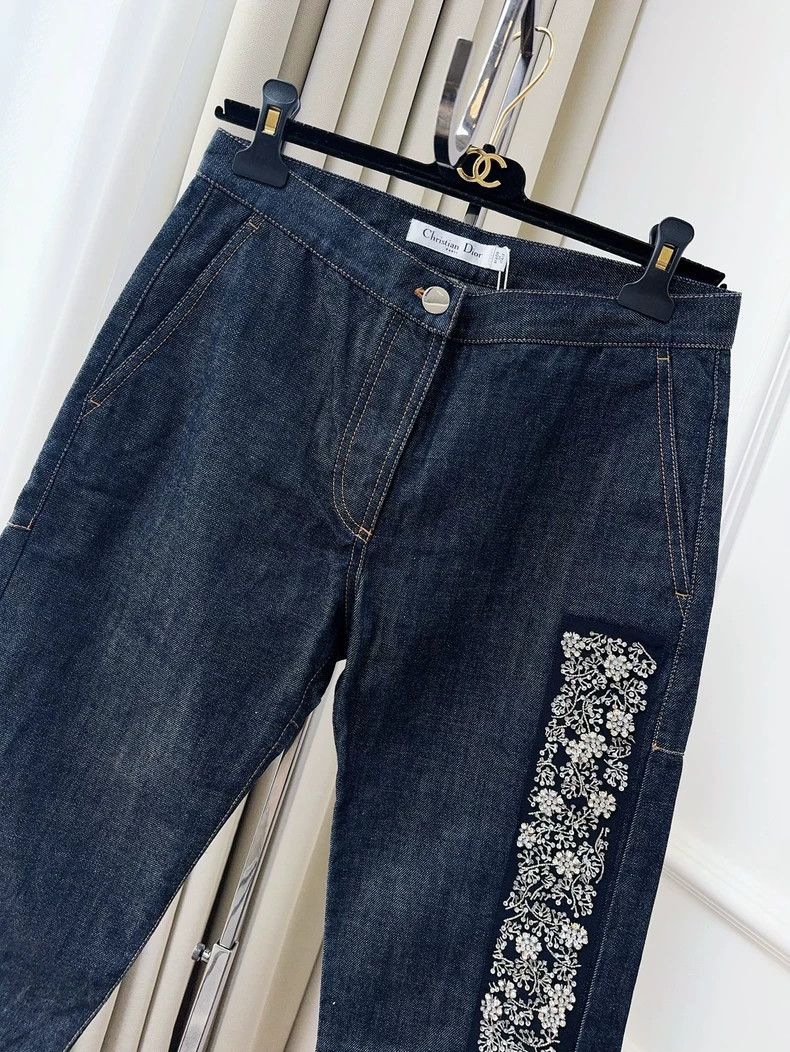 Dior Dior Embroidered Beaded Wide-Leg Jeans Size 34" / US 12 / IT 48 - 3 Thumbnail