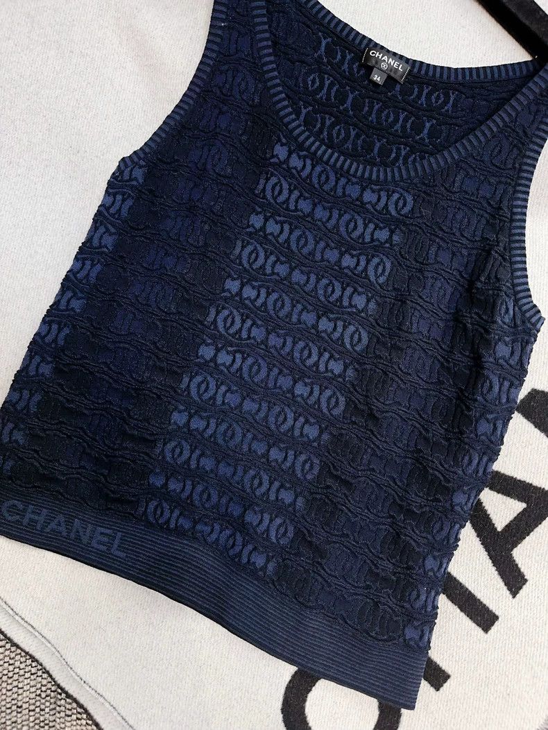 Chanel Chanel Dark Blue Knit Tank Top Size M / US 6-8 / IT 42-44 - 8 Thumbnail