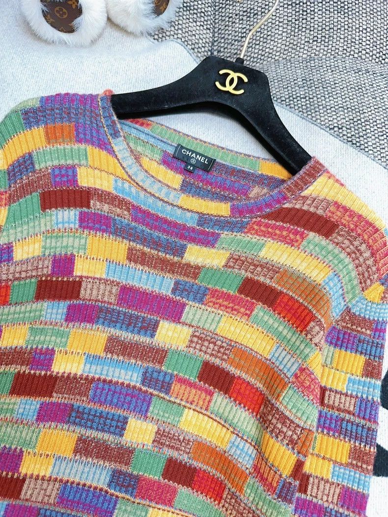 Chanel Chanel 18A Cashmere Color Block Knit Dress Size M / US 6-8 / IT 42-44 - 4 Thumbnail