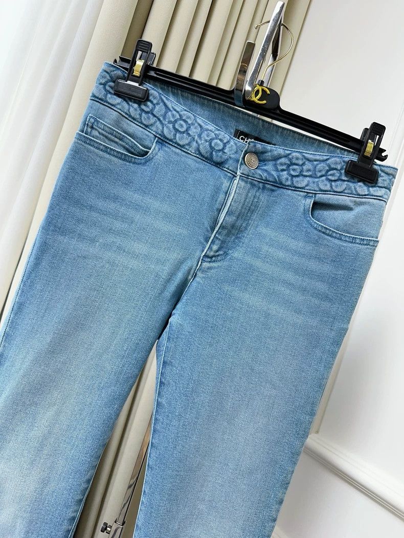 Chanel Chanel Blue Camellia Flared Jeans Size 38" / US 16 / IT 52 - 5 Thumbnail
