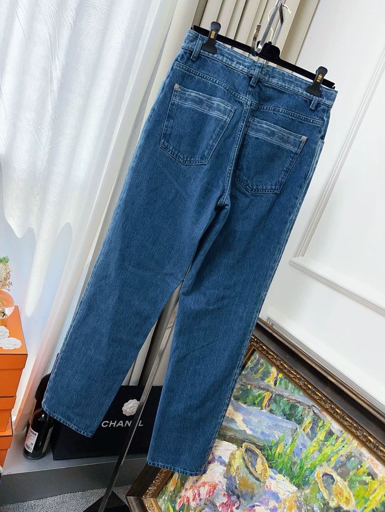 Chanel Chanel Blue Camellia Button Straight Jeans Size 38" / US 16 / IT 52 - 2 Thumbnail