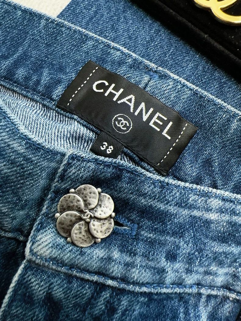 Chanel Chanel Blue Camellia Button Straight Jeans Size 38" / US 16 / IT 52 - 6 Thumbnail
