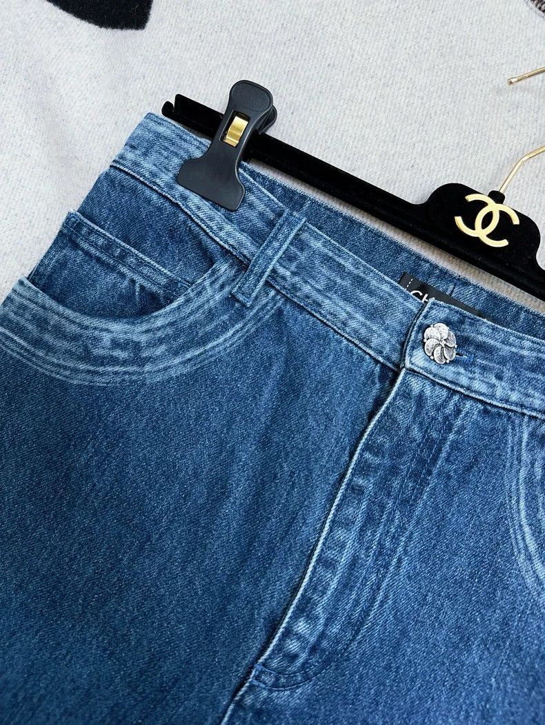 Chanel Chanel Blue Camellia Button Straight Jeans Size 38" / US 16 / IT 52 - 5 Thumbnail