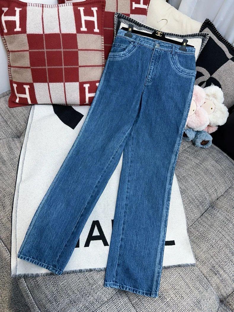 Chanel Chanel Blue Camellia Button Straight Jeans Size 38" / US 16 / IT 52 - 3 Thumbnail