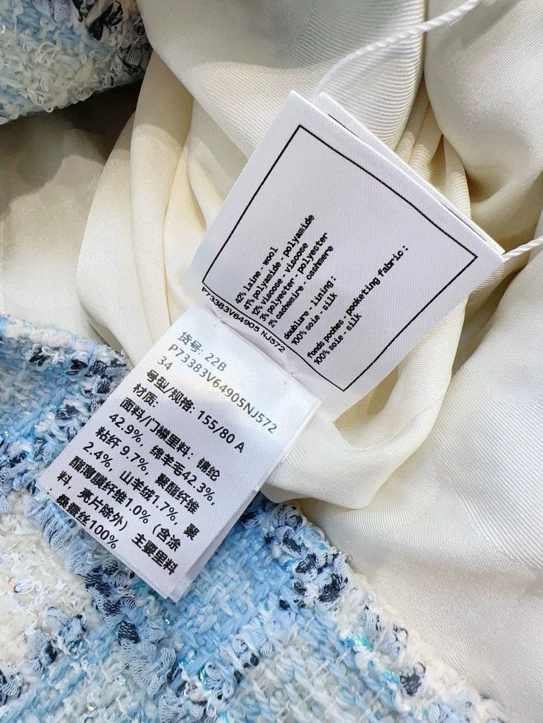 Chanel Chanel Blue White Tweed Sequin Jacket Size M / US 6-8 / IT 42-44 - 7 Thumbnail